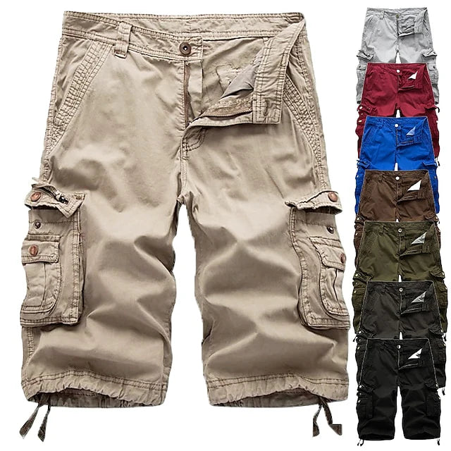 Shoeslazza Mens Cargo Shorts Multi Pockets Twill Cargo Shorts