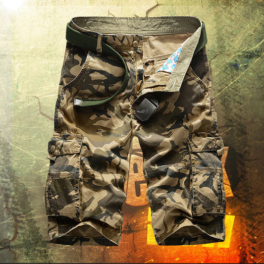 Shoeslazza Casual Cotton Camo Multi-pocket Men Shorts