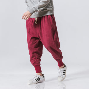 Cotton Harem Pants Men Streetwear Joggers Baggy Drop-crotch Casual pants