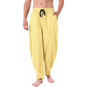 Men's Linen Cotton Loose Fit Casual Pants