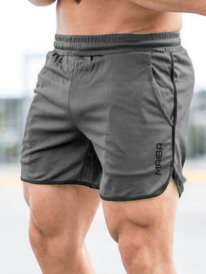 Men's Monogrammed Solid Color Sports Shorts