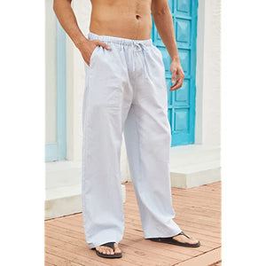 Mens Linen Loose Casual Lightweight Elastic Waist Yoga Beach Pants