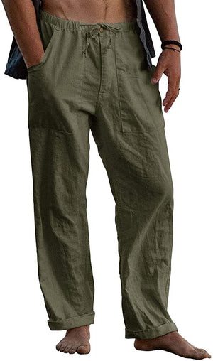 Men's linen beach casual loose-fitting pants