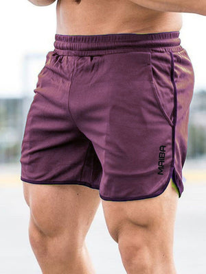 Men's Monogrammed Solid Color Sports Shorts