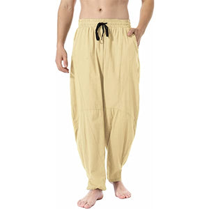 Men's Linen Cotton Loose Fit Casual Pants