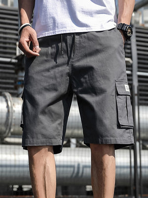 Men Letter Patched Drawstring Shorts