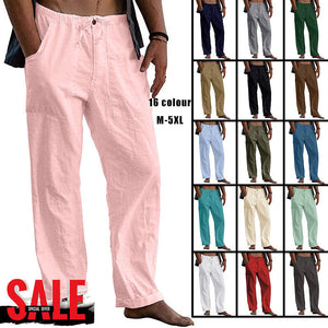 Men's linen beach casual loose-fitting pants