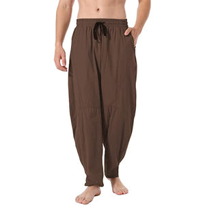 Men's Linen Cotton Loose Fit Casual Pants