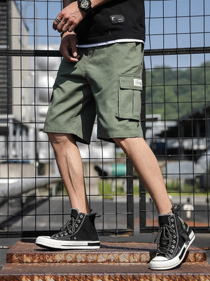 Men Letter Patched Drawstring Shorts