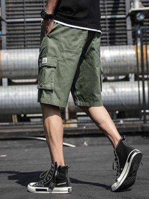 Men Letter Patched Drawstring Shorts