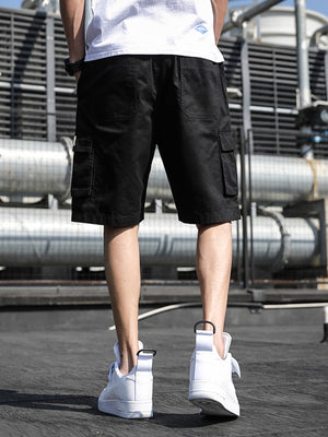 Men Letter Patched Drawstring Shorts