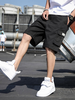 Men Letter Patched Drawstring Shorts