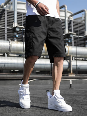 Men Letter Patched Drawstring Shorts