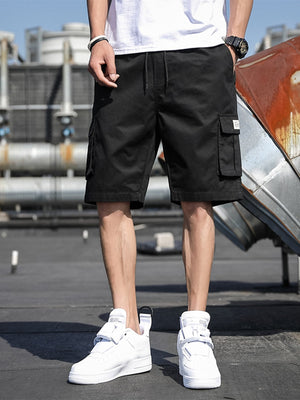 Men Letter Patched Drawstring Shorts