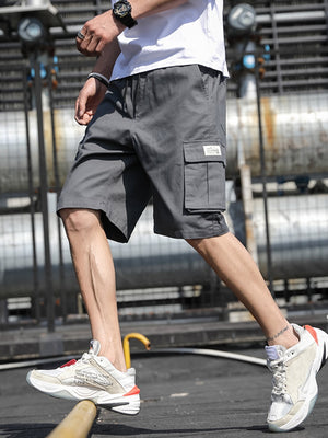 Men Letter Patched Drawstring Shorts