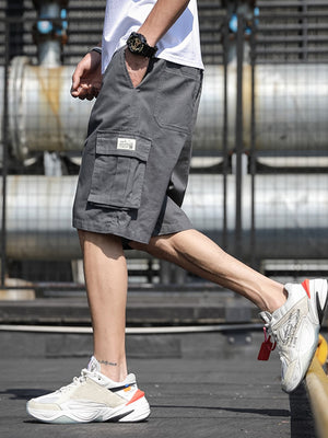 Men Letter Patched Drawstring Shorts