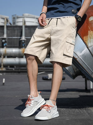 Men Letter Patched Drawstring Shorts