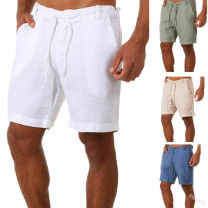 Linen Pure Color Casual Shorts