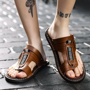 New Men Comfortable Leather Beach Sandals