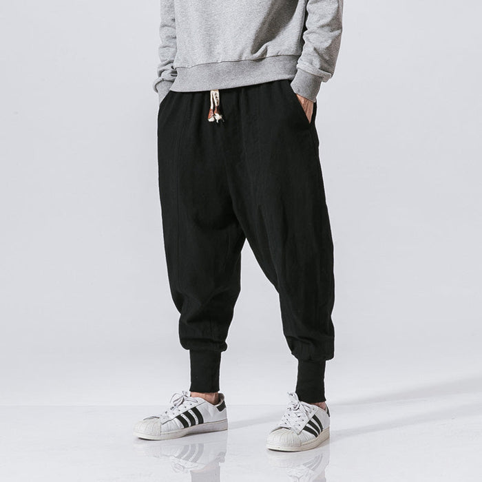 Cotton Harem Pants Men Streetwear Joggers Baggy Drop-crotch Casual pants