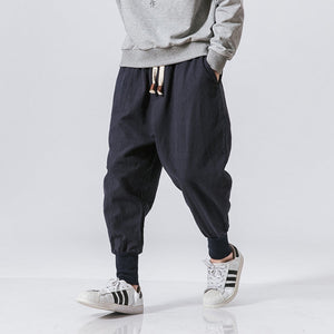 Cotton Harem Pants Men Streetwear Joggers Baggy Drop-crotch Casual pants