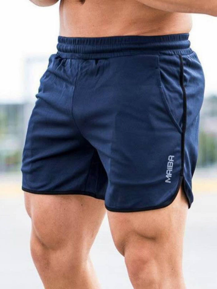 Men's Monogrammed Solid Color Sports Shorts