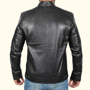 Men Black Moto Leather Jacket