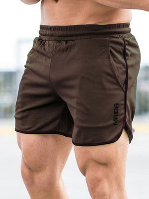 Men's Monogrammed Solid Color Sports Shorts