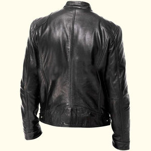 Men Black Moto Leather Jacket