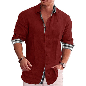 2022 Summer Gentleman Paneled Casual Buttons Pocket Shirt