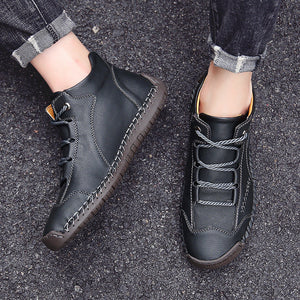 Big Size Hand Stitching Soft Leather Ankle Shoes