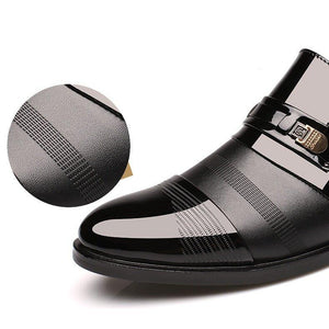 Men Cap Toe Pointed Toe Slip On Business Formal Shoes