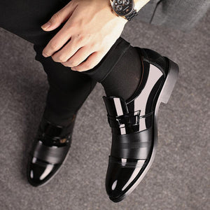 Men Cap Toe Pointed Toe Slip On Business Formal Shoes