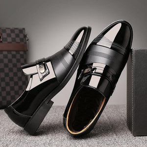 Men Cap Toe Pointed Toe Slip On Business Formal Shoes