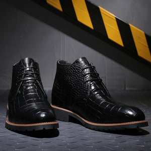 Men Lace-up Pointed Toe Ankle Boots