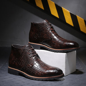 Men Lace-up Pointed Toe Ankle Boots