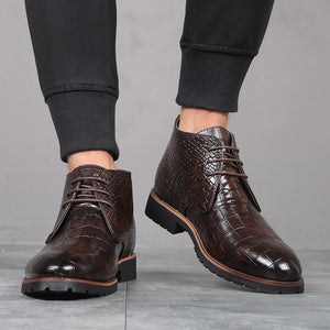 Men Lace-up Pointed Toe Ankle Boots