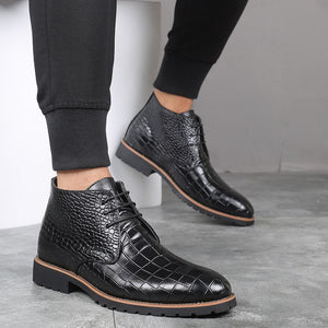 Men Lace-up Pointed Toe Ankle Boots