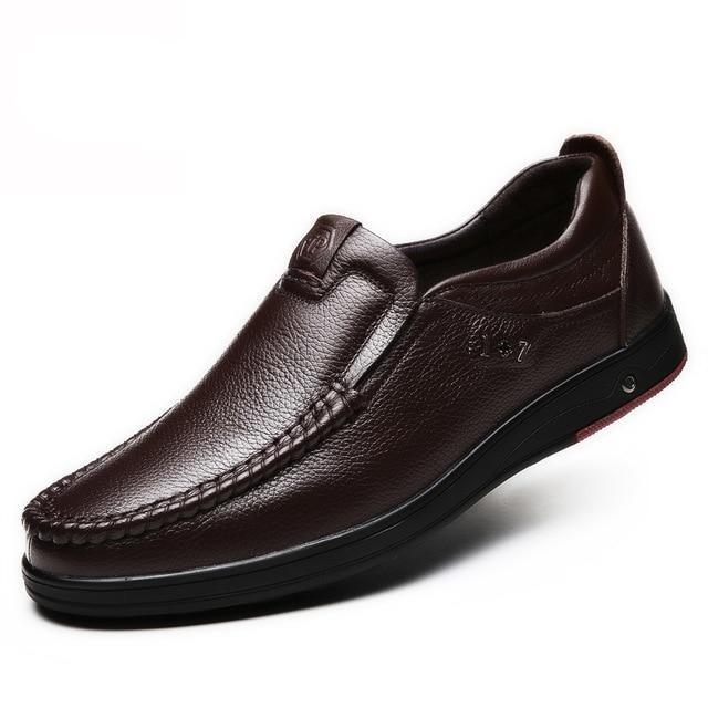 🔥Hot Sale🎁--50% OFF 🎉 Mens Genuine Leather Soft Insole Casual Business Slip On Loafers