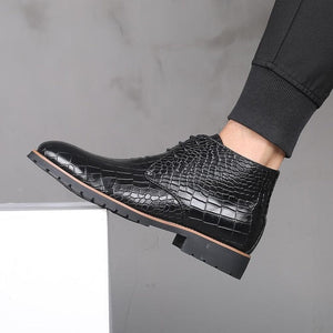 Men Lace-up Pointed Toe Ankle Boots